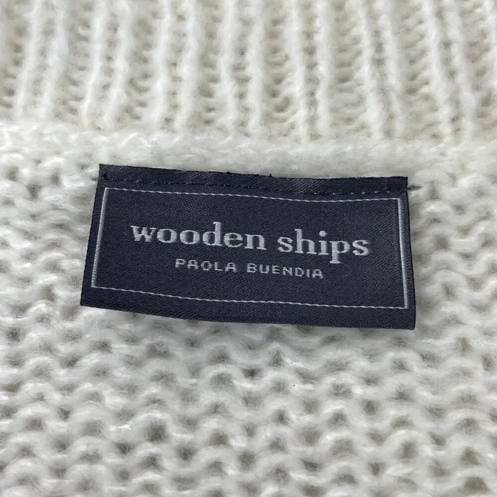Wooden Ships Mohair Wool V-Neck Sweater Cream Ivory Womens S/M